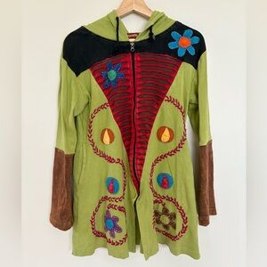 Dragonfly art to wear zip up cotton jacket